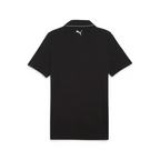 Trade Sports Puma x Ferrari black piqué polo shirt, back view showing white Puma Cat logo on the nape.