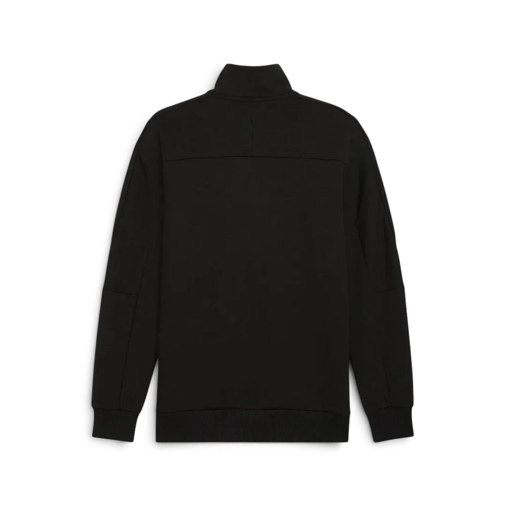 Puma x Ferrari Style MT7 Jacket Men's in black, back view showcasing the clean design and classic silhouette.