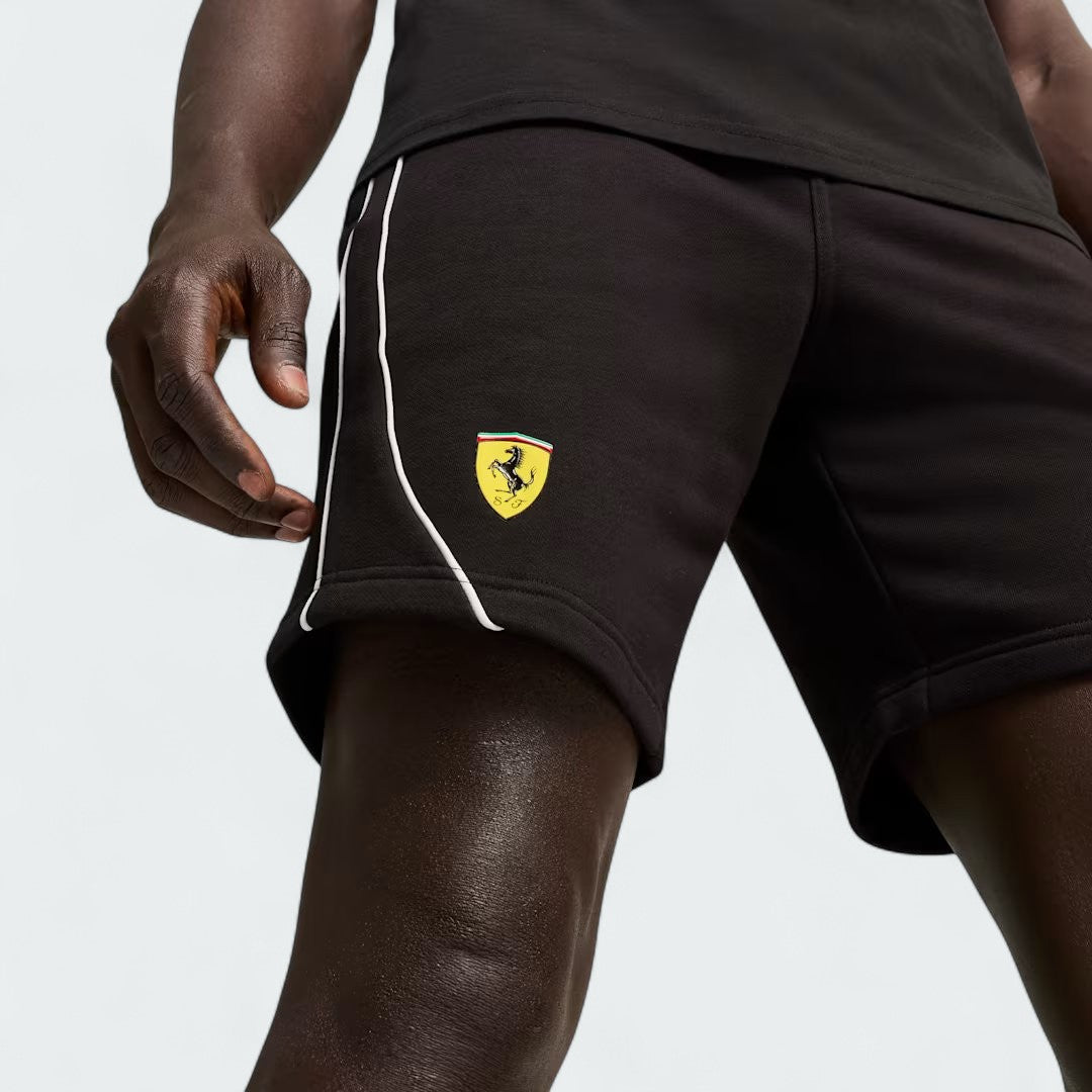 Puma x Ferrari Race Shorts zoom in shot showing the detail and logo