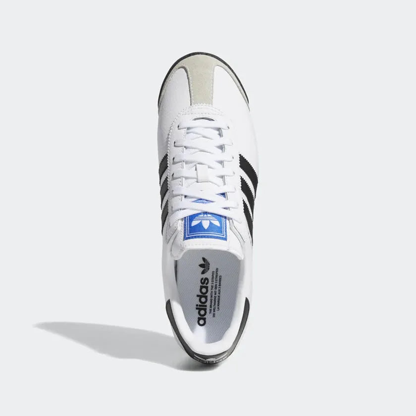 Top view of adidas Samoa Men's trainers showing tongue branding, laces, and low-top shape