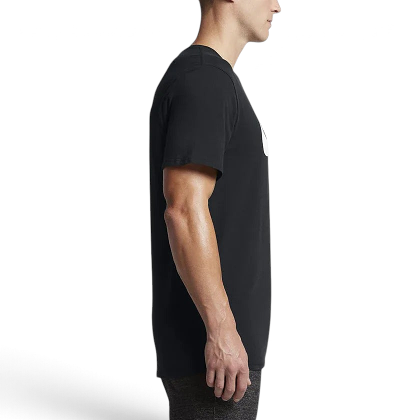 Nike Men's Futura Icon Tee Shirt in black, side profile showing short sleeves, classic fit, and the overall silhouette.