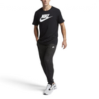 Nike Men's Futura Icon Tee Shirt in black, front view showing the prominent white Nike Futura logo on the chest.