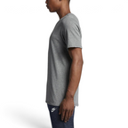 Nike Men's Futura Icon Tee Shirt in grey, side profile showing short sleeves, classic fit, and the overall silhouette.