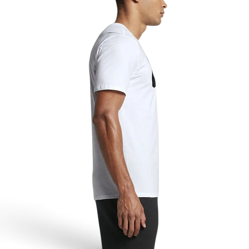 Nike Men's Futura Icon Tee Shirt in white, side profile showing short sleeves, classic fit, and the overall silhouette.
