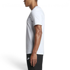 Nike Men's Futura Icon Tee Shirt in white, side profile showing short sleeves, classic fit, and the overall silhouette.