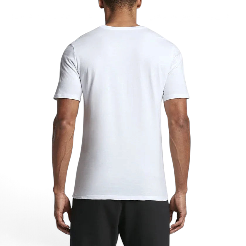 Nike Men's Futura Icon Tee Shirt in white, back view showing the plain design and the fabric texture.
