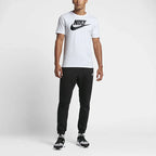 Nike Men's Futura Icon Tee Shirt in white, front view showing the prominent white Nike Futura logo on the chest.