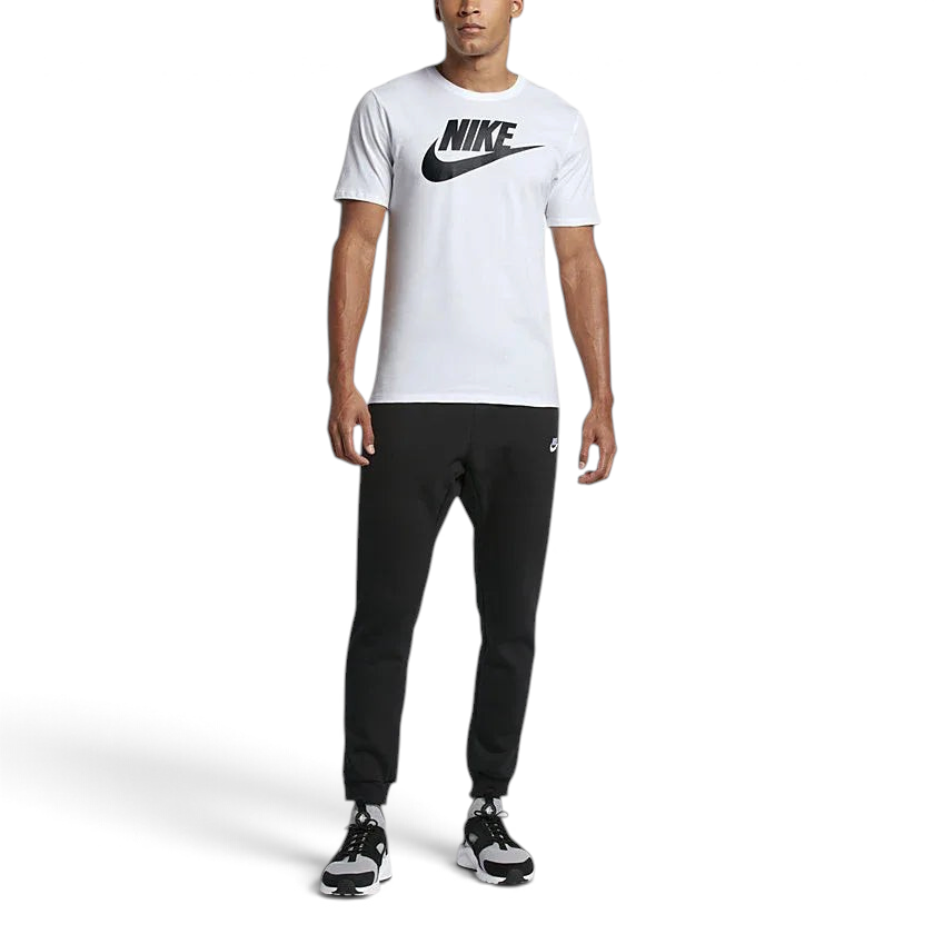 Nike Men's Futura Icon Tee Shirt in white, front view showing the prominent white Nike Futura logo on the chest.