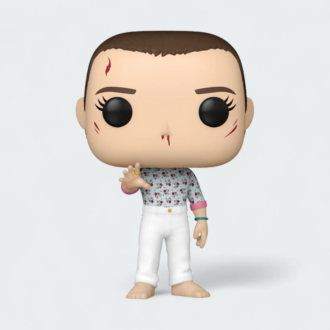 Funko Pop! Eleven #1457 vinyl figure, front view, highlighting her outfit and facial expression.