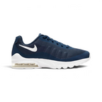 Highlights the high-velocity sweep of the clean white Nike Swoosh, showing the professional sublimated gradient lines across the navy mesh and the clear depth of the heel Air window.