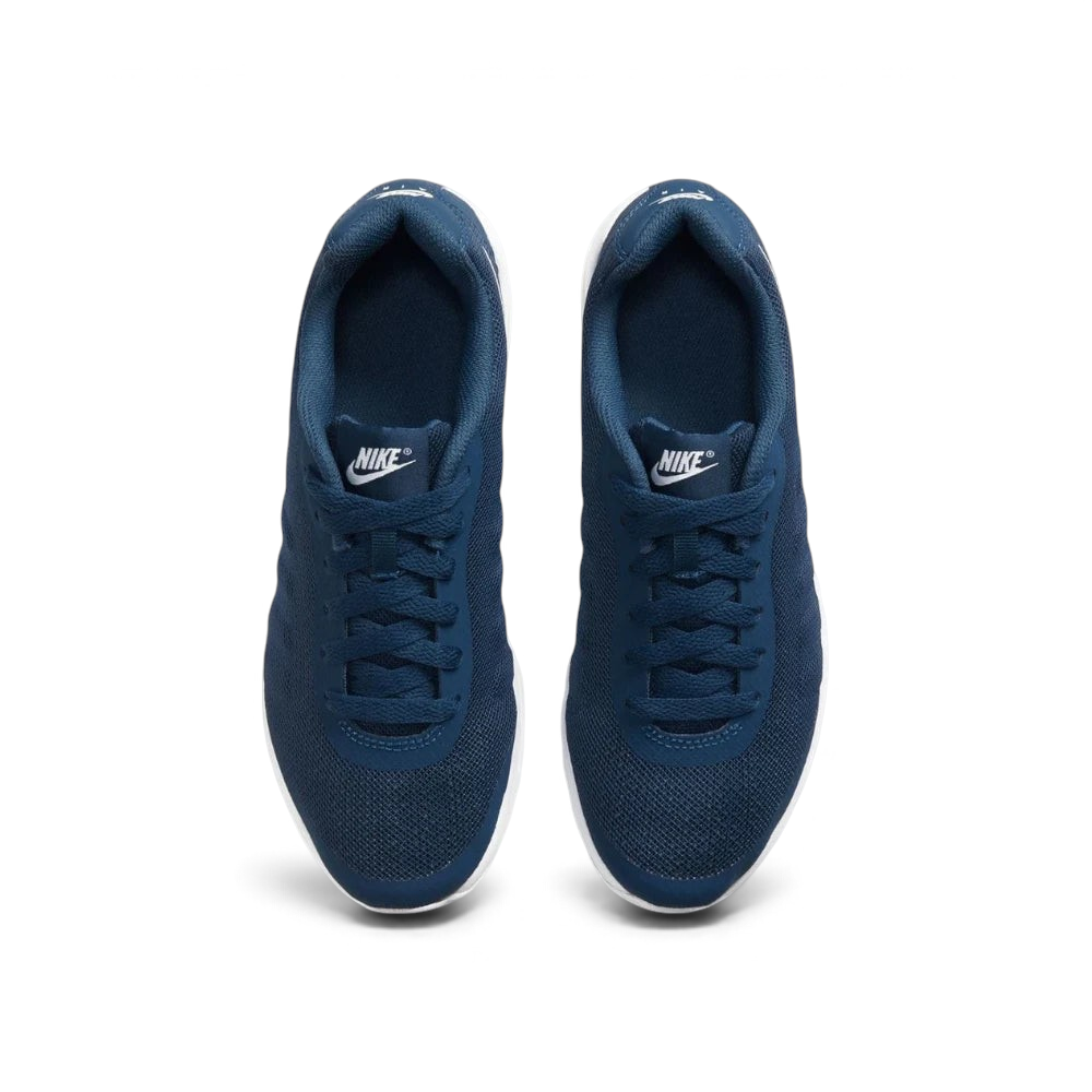 Focuses on the locked-in lace-up fastening layout, displaying the perfect symmetry of the padded navy mesh tongue and the seamless reinforcement skins guarding the front box.