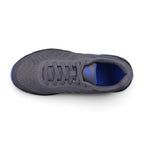 Focuses on the locked-in central lacing layout, displaying black laces, mesh tongues with Sapphire purple Air Max branding badges, padded black ankle collars, and cushioned insoles.