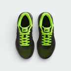 Top-down view of the trainers, highlighting the sleek black lacing system and the breathable mesh texture of the toe box.