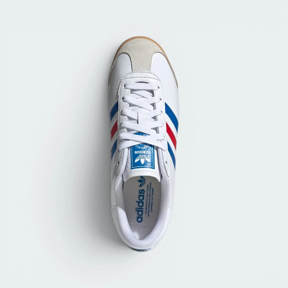 Focuses on the locked-in lace closure layout, the clean alignment of the soft white tongue, and the symmetry of the suede panels guarding the front box.