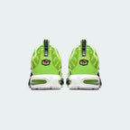 Rear view of the Nike Air Max Plus Men's "Lime Blast" trainers, focusing on the padded heel collar and visible air unit.