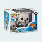 Funko Pop! Heroes DC Superman Krypto #565 vinyl figure in window display box, showing the white dog wearing a red cape.
