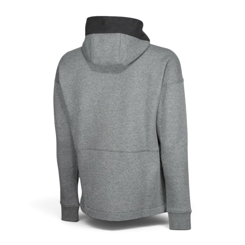 Nike Air NSW Fleece Men's Tracksuit in heather grey, back view showcasing the plain back design of the top