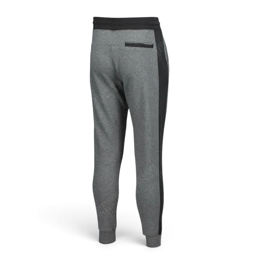 Nike Air NSW Fleece Men's Tracksuit in heather grey, back view showcasing the tapered fit of the pants.