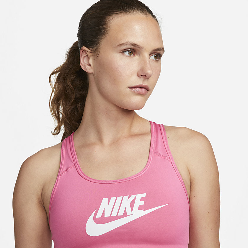 Nike Training Swoosh Futura graphic medium support sports bra in