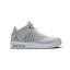 Jordan Flight Origin 4 Men's basketball shoes in wolf grey and cool grey, side profile showing leather/synthetic upper, visible Air-Sole unit in heel, and classic Jumpman logo.