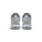 Rear view of the Jordan Flight Origin 4 Men's grey basketball shoes, focusing on the prominent heel counter and classic heel tab.
