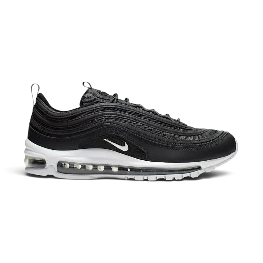 Nike Air Max 97 Men's Trainers 921826-001 side view showing black ripple design and full-length Air unit