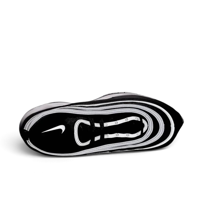 Close-up of Nike Air Max 97 Men's Trainers 921826-001 mesh and synthetic material detail and reflective details