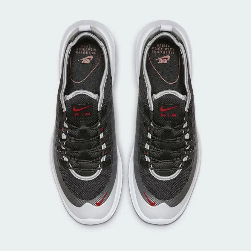 Nike Air Max Axis Men's Black and White Trainers AA2146-009 top view showing lace-up system, mesh tongue, and streamlined silhouette