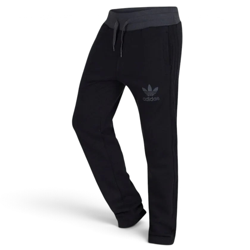 Emphasising the sharp visual pop of the grey fabric bands sewn perfectly parallel down the leg columns for a classic track aesthetic.