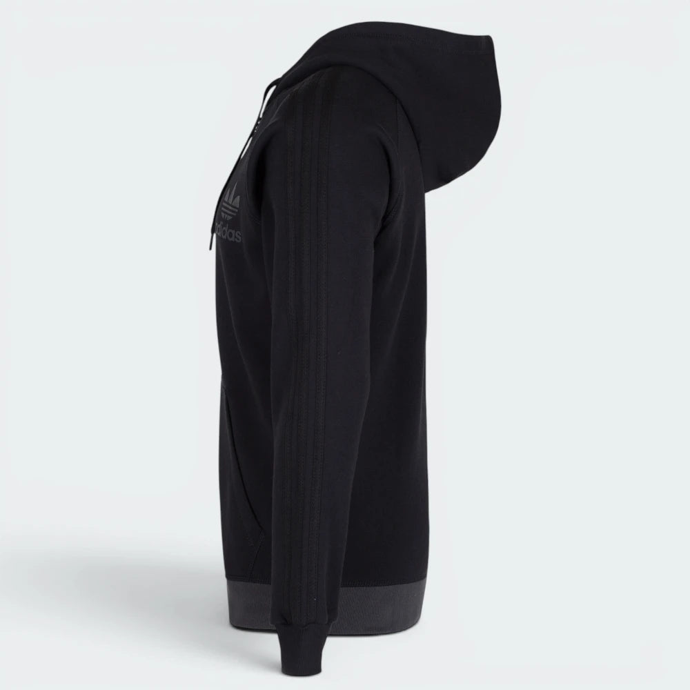 Emphasising the locked-in ribbed cuffs and the professional "Black" colour depth.