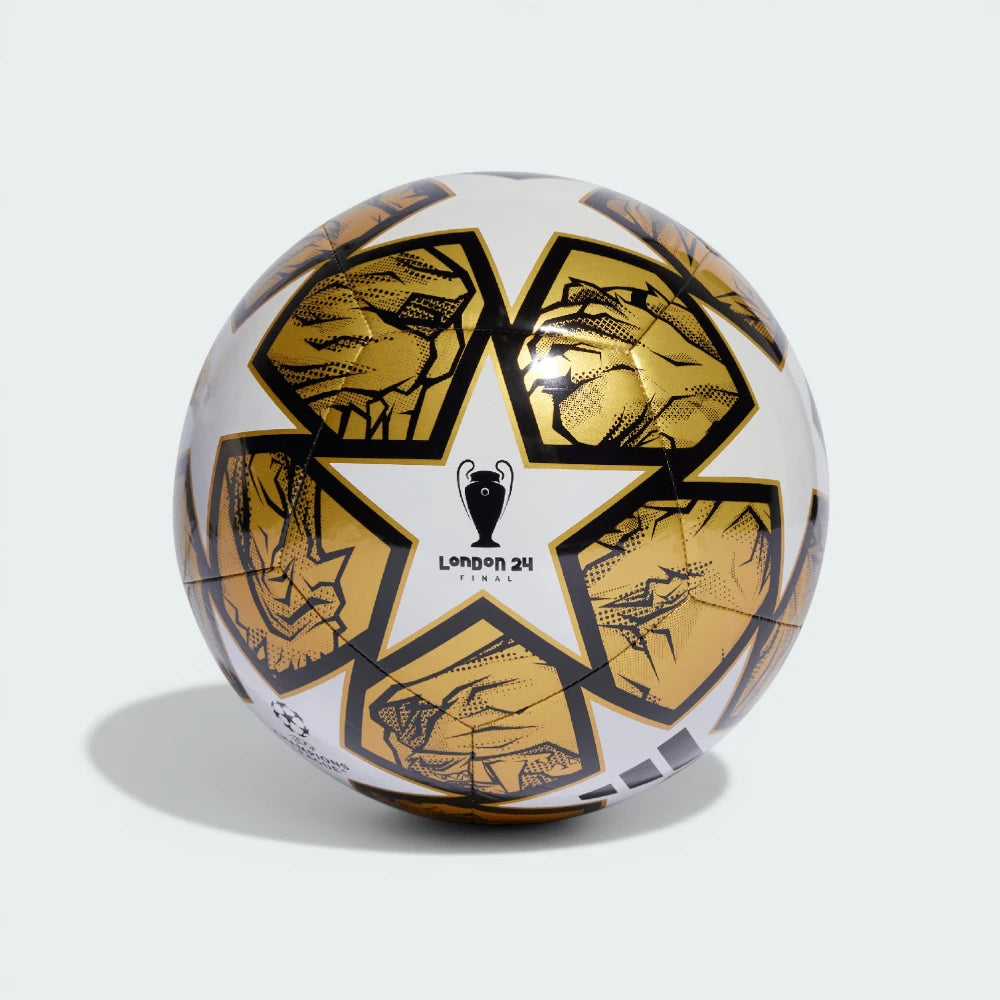 Top-down view of the ball, showcasing the star-panel layout and the clean machine-stitched seams.