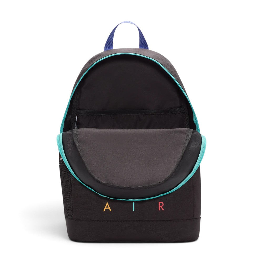 Focuses on the spacious main storage cavity opened wide via the teal double-zip track, displaying the internal slip divider pocket and black interior lining.