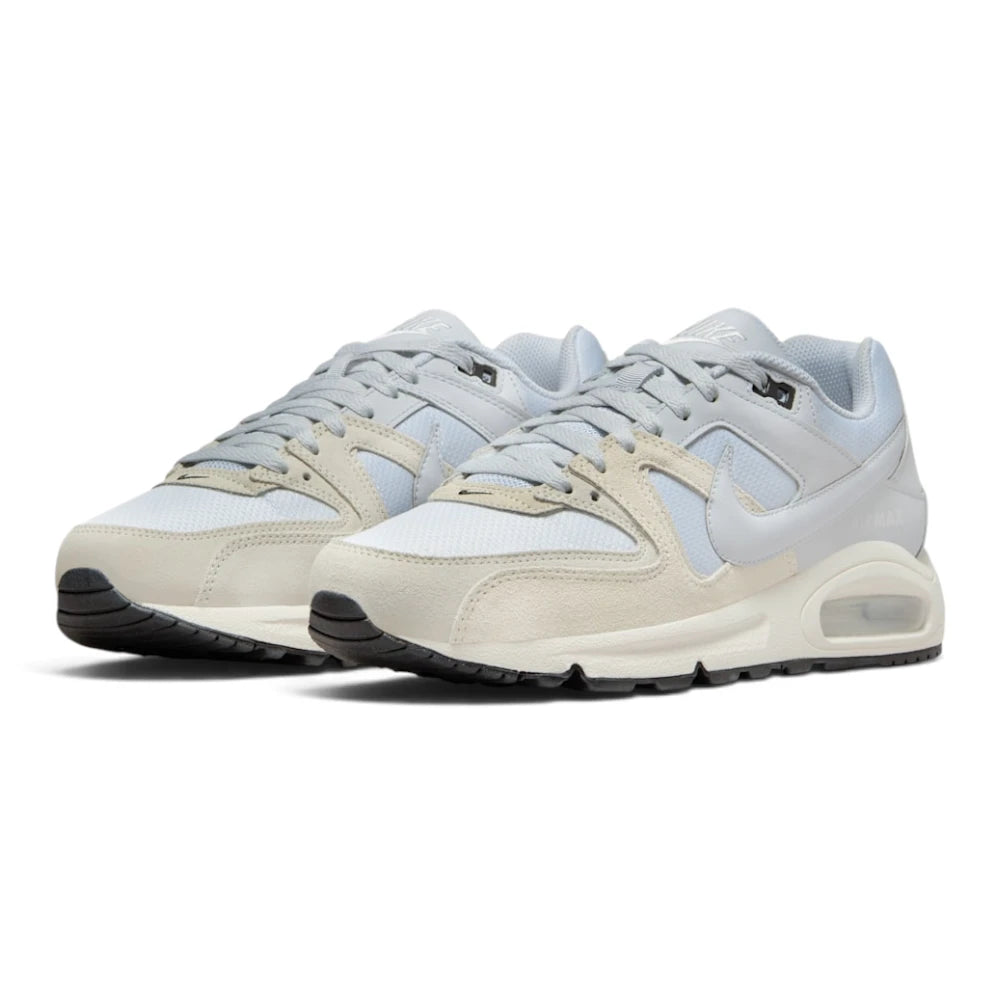 Emphasising the three-quarter stance of the retro runners and the soft, sophisticated color harmony between the Summit White mesh uppers, suede mudguards, and cream foam midsoles.
