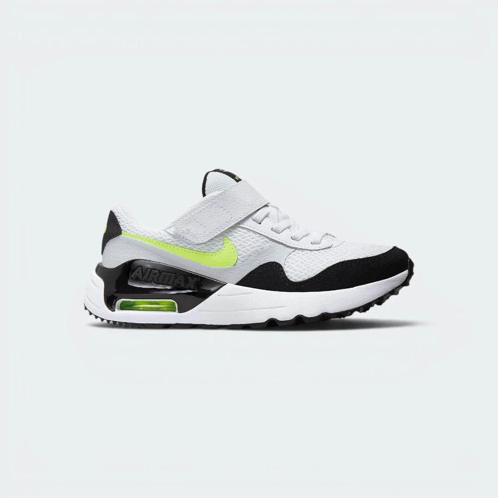 Highlights the high-velocity sweep of the contrasting volt Nike Swoosh, showing the professional, multi-textured pure platinum and white mesh upper, the popping Volt neon accents, and the prominent visible Air window embedded in the heel of the midsole. Main image