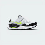 Highlights the high-velocity sweep of the contrasting volt Nike Swoosh, showing the professional, multi-textured pure platinum and white mesh upper, the popping Volt neon accents, and the prominent visible Air window embedded in the heel of the midsole.