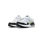 Emphasising the bold, forward-leaning athletic stance of the trainers and the professional harmony of the layered white, platinum, and neon volt paneling.