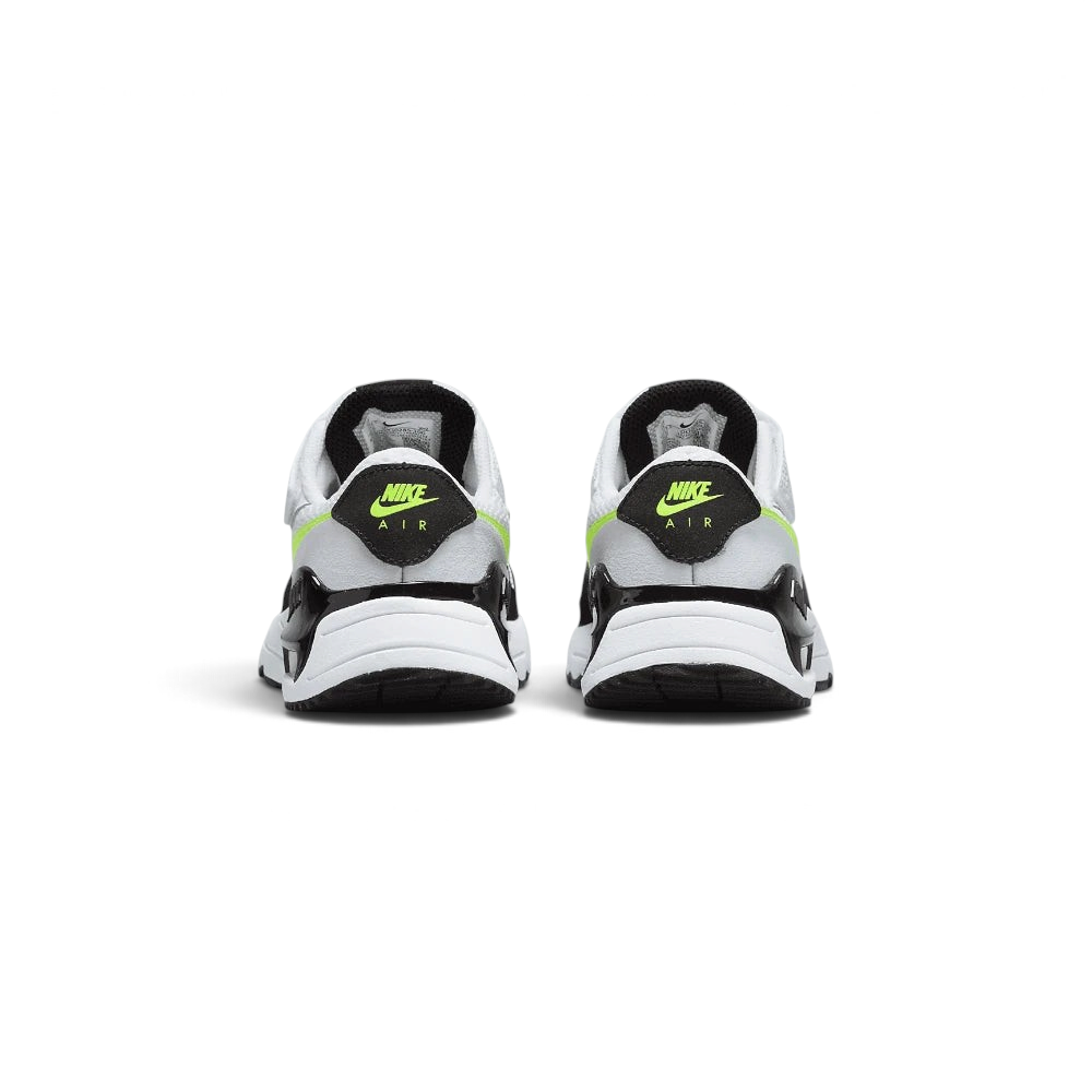 Focuses on the contoured shape of the padded low-cut collar, highlighting the structured black heel cup sitting squarely above the translucent Air heel unit.