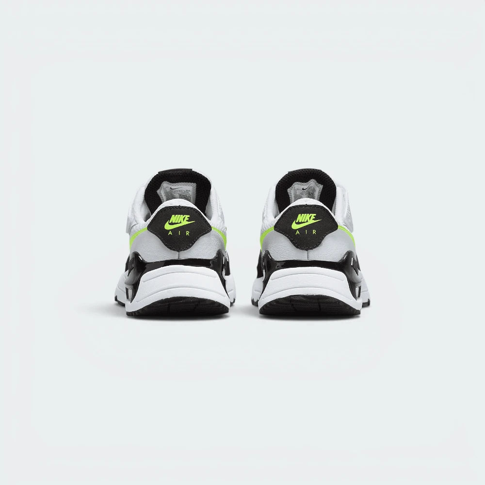 Focuses on the contoured shape of the padded low-cut collar, highlighting the structured black heel cup sitting squarely above the translucent Air heel unit.