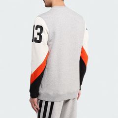 Adidas Crew Basketball Sweatshirt in grey fleece, back view showcasing the plain design and comfortable fit.