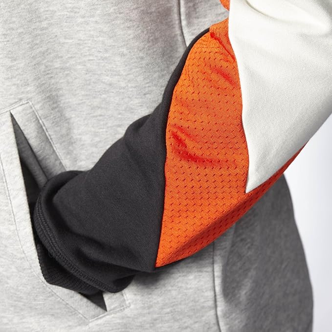 Detailed zoom on the ribbed crewneck collar or cuff of the Adidas Crew Basketball Sweatshirt, highlighting the texture.