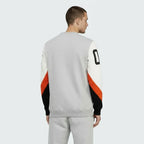 Adidas Crew Basketball Sweatshirt in grey fleece, back view showcasing the plain design and comfortable fit.
