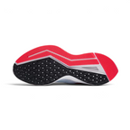 View of the outsole of the Nike Zoom Winflo 6 Women's blue running trainers, showing the durable rubber tread pattern for road traction.