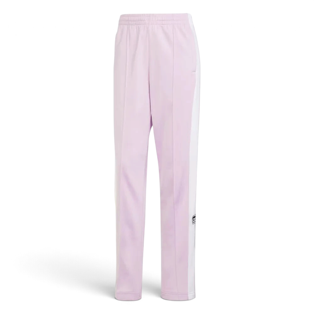 Looking down at the elasticated drawstring waist and the shimmering texture of the Light Orchid tricot.