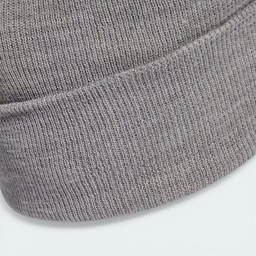 Zoom looking at the front of the fold-up brim, highlighting the high-quality knit texture.