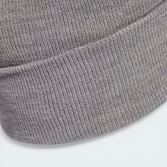 Zoom looking at the front of the fold-up brim, highlighting the high-quality knit texture.