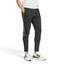 Adidas Tiro Running Track Pants in black, front view showing the tapered leg, elastic drawcord waist, and front zip pockets.