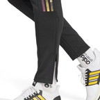 Detailed zoom on the ankle zips of the Adidas Tiro Running Track Pants, highlighting the adjustable fit and functional details.