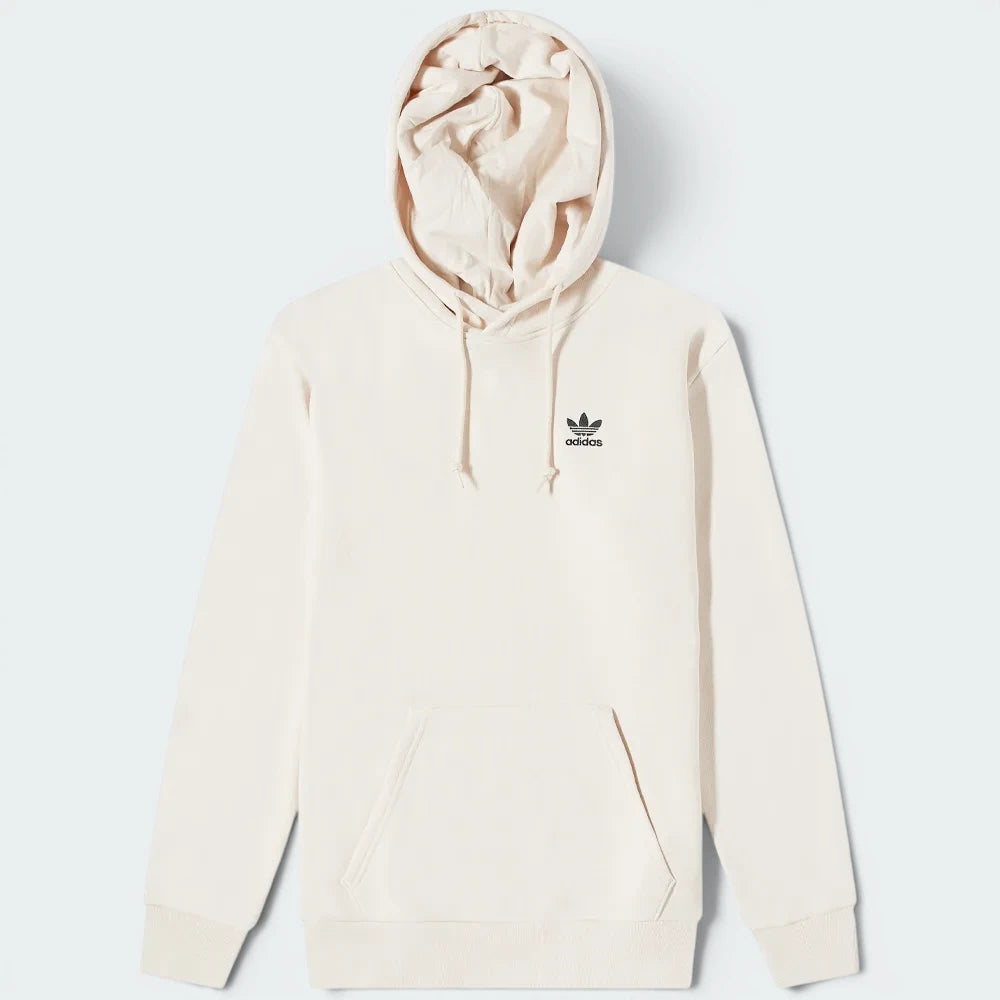Focuses on the full front design dimension, emphasizing the sharp, minimalist contrast of the white centered branding element against the clean, organic ecru background canvas.