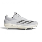 Highlights the high-velocity sweep of the Team Light Grey upper, showing the crisp execution of the Core Black 3-Stripes, the low-cut ankle collar, and the sleek profile of the cleated outsole.