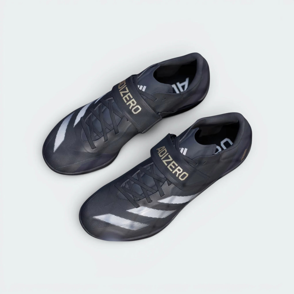 Focuses on the unique asymmetrical closure architecture and the prominent hook-and-loop lockdown strap for an unreal secure fit.